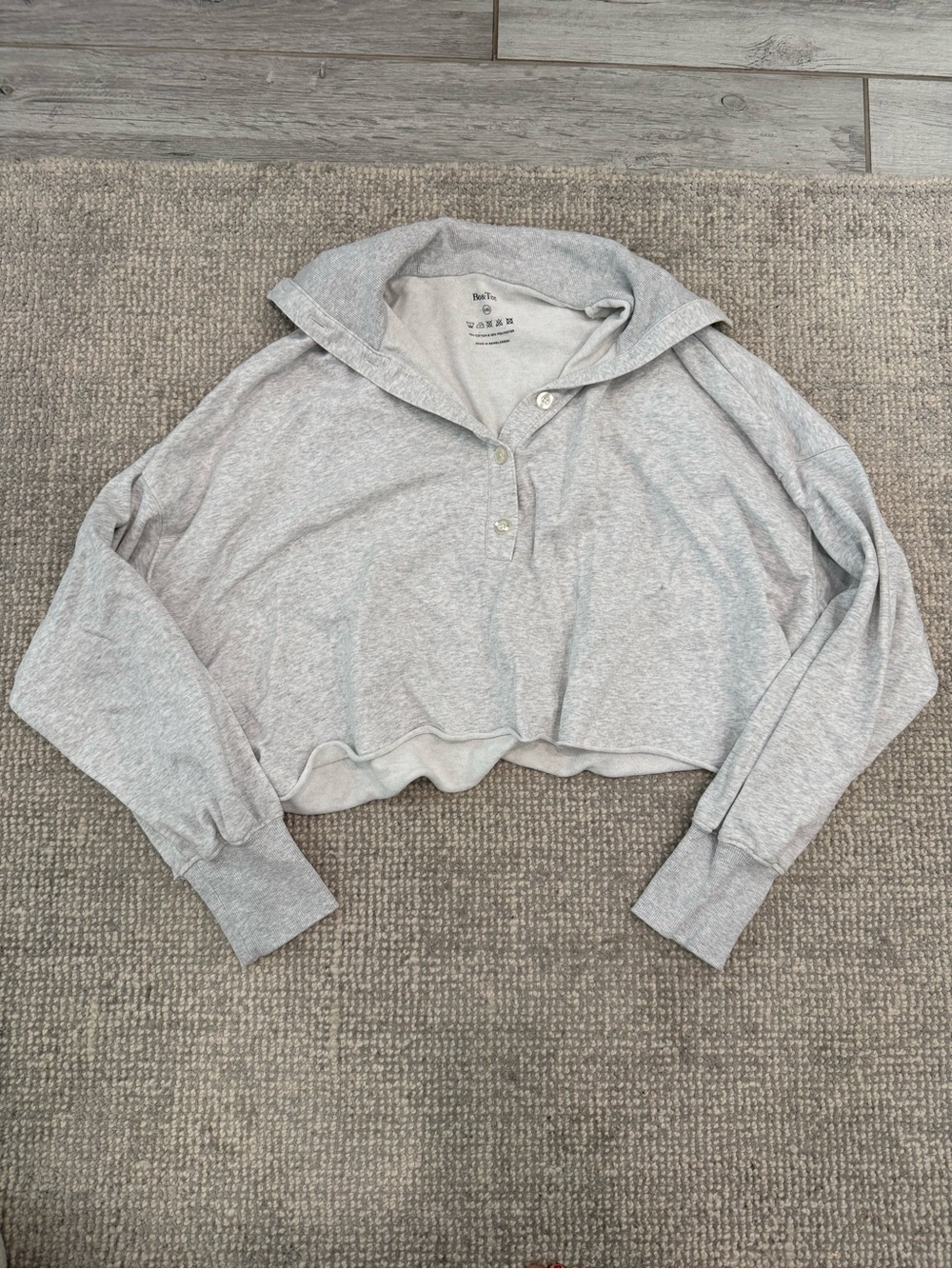 Light Gray Cropped Pullover Hoodie Sweater